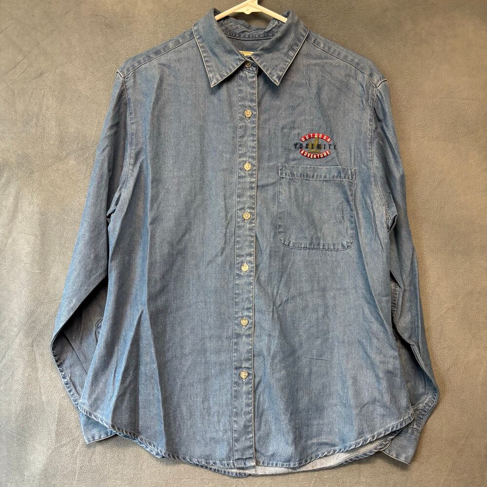 Vtg Gear for Sports Womens Yosemite Denim Button Down Shirt Medium National Park - Picture 1 of 10